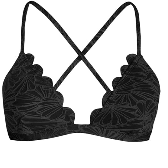 Cupshe  Swimwear Top Scalloped Bralette  Black Small - Picture 3 of 8